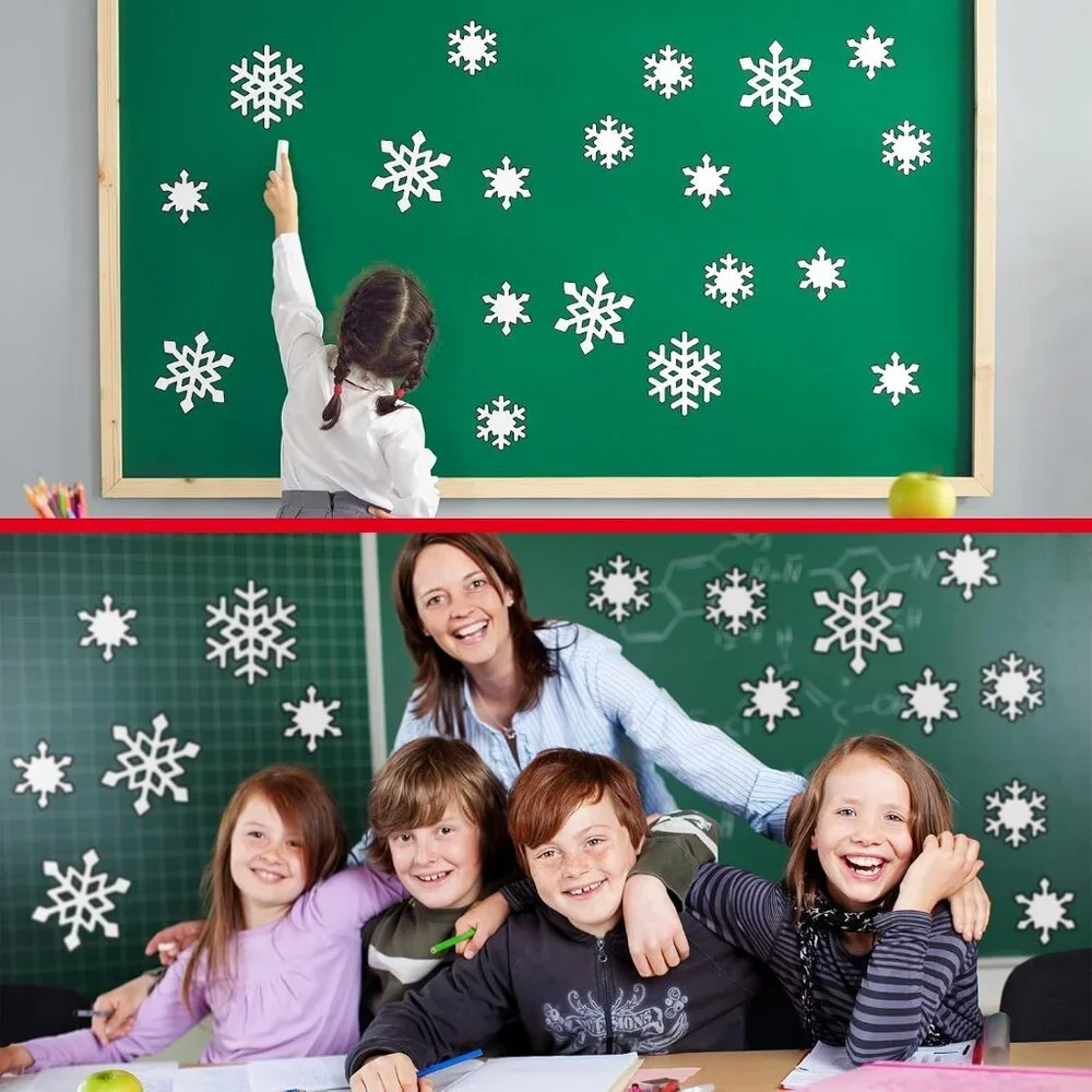 Festive 90 Pcs Snowflake Cutouts with Adhesive Dots - Perfect for Winter Themes